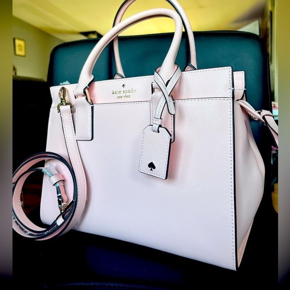 Kate Spade Medium Satchel Peony Blossom Pink Saffiano Leather Crossbody NWT